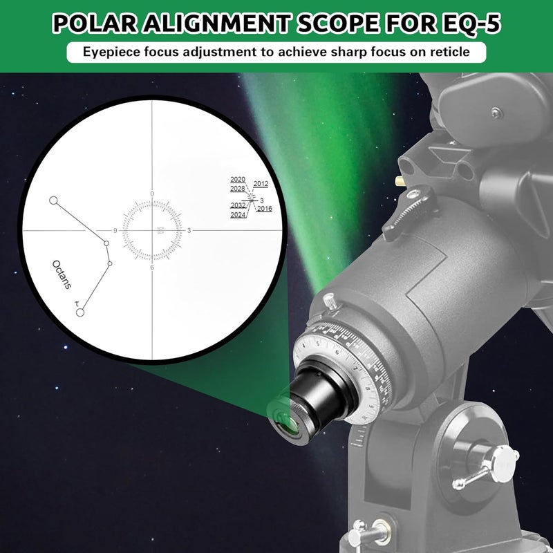 Tydeux Polar Telescope Finderscope for EQ-5 - Enjoy Northern and Southern Polar Beauty - Quick Eyepiece Focus Adjustment to Achieve Sharp Focus on Reticle - Image 2